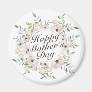 Elegant Happy Mother's Day Floral Frame Magnet
