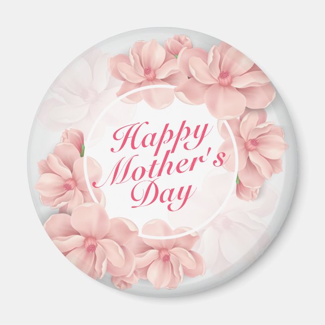 Elegant Happy Mother's Day Floral Frame Magnet (Front)