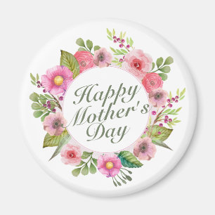 Elegant Happy Mother's Day Floral Frame Magnet