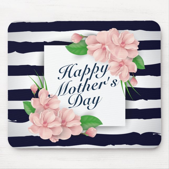 Elegant Happy Mother's Day Floral Frame Mousepad (Front)