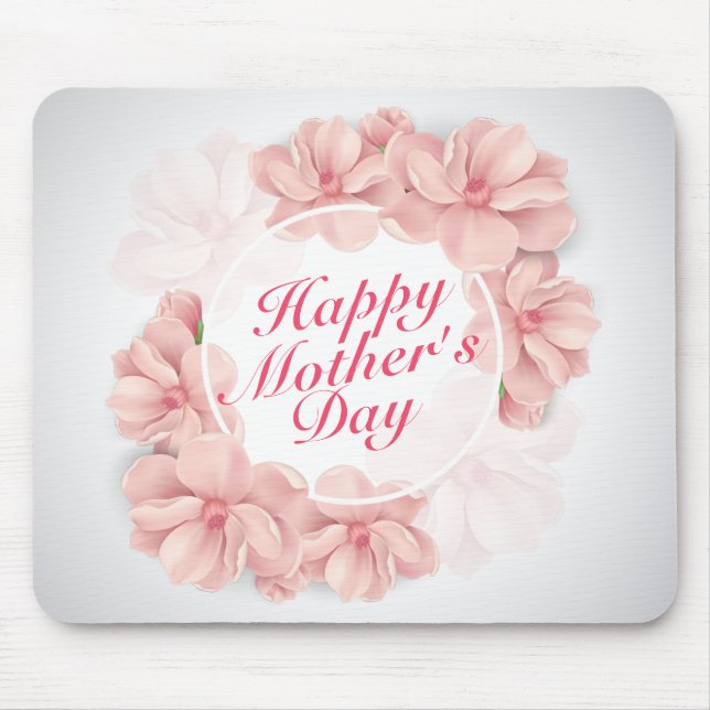 Elegant Happy Mother's Day Floral Frame Mousepad (Front)