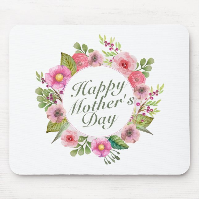 Elegant Happy Mother's Day Floral Frame Mousepad (Front)