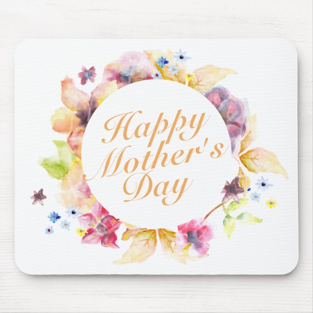 Elegant Happy Mother's Day Floral Frame Mousepad (Front)