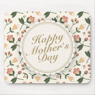 Elegant Happy Mother's Day Floral Frame Mousepad