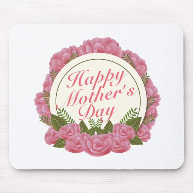 Elegant Happy Mother's Day Floral Frame Mousepad (Front)