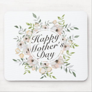 Elegant Happy Mother's Day Floral Frame Mousepad