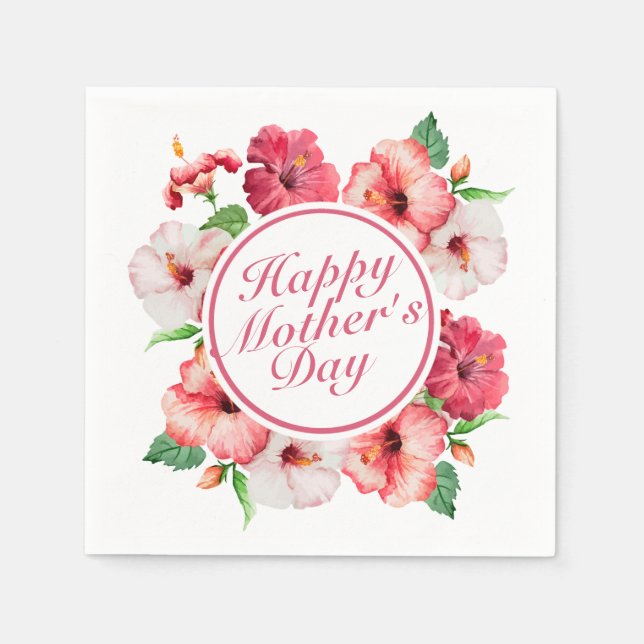 Elegant Happy Mother's Day Floral Frame Napkin (Front)