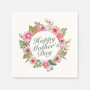 Elegant Happy Mother's Day Floral Frame Napkin