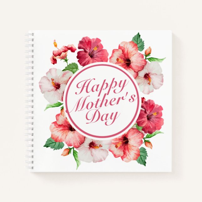 Elegant Happy Mother's Day Floral Frame Notebook (Front)