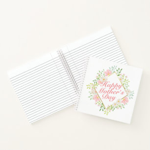 Elegant Happy Mother's Day Floral Frame Notebook
