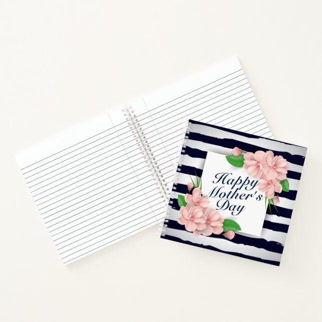 Elegant Happy Mother's Day Floral Frame Notebook (Inside)