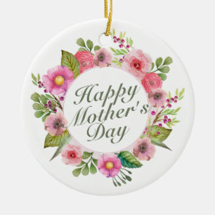 Elegant Happy Mother's Day Floral Frame Ornament