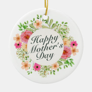 Elegant Happy Mother's Day Floral Frame Ornament