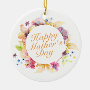 Elegant Happy Mother's Day Floral Frame Ornament