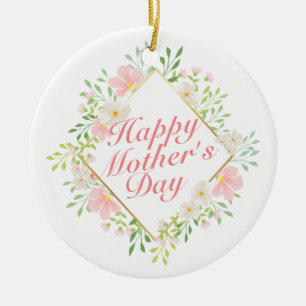 Elegant Happy Mother's Day Floral Frame Ornament