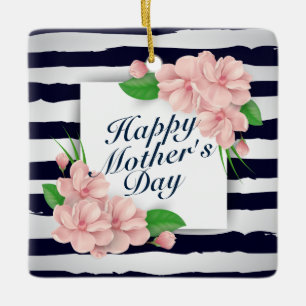 Elegant Happy Mother's Day Floral Frame Ornament