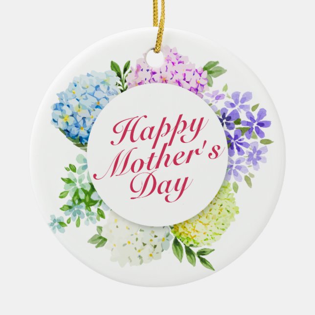 Elegant Happy Mother's Day Floral Frame Ornament (Front)