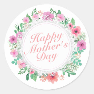 Elegant Happy Mother's Day Floral Frame Sticker