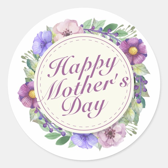 Elegant Happy Mother's Day Floral Frame Sticker (Front)