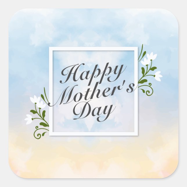 Elegant Happy Mother's Day Floral Frame Sticker (Front)