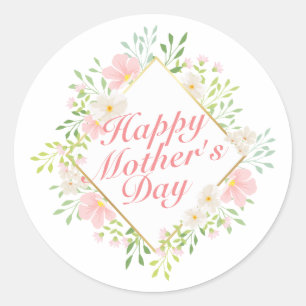 Elegant Happy Mother's Day Floral Frame Sticker
