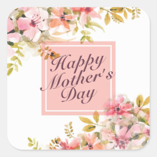 Elegant Happy Mother's Day Floral Frame Sticker