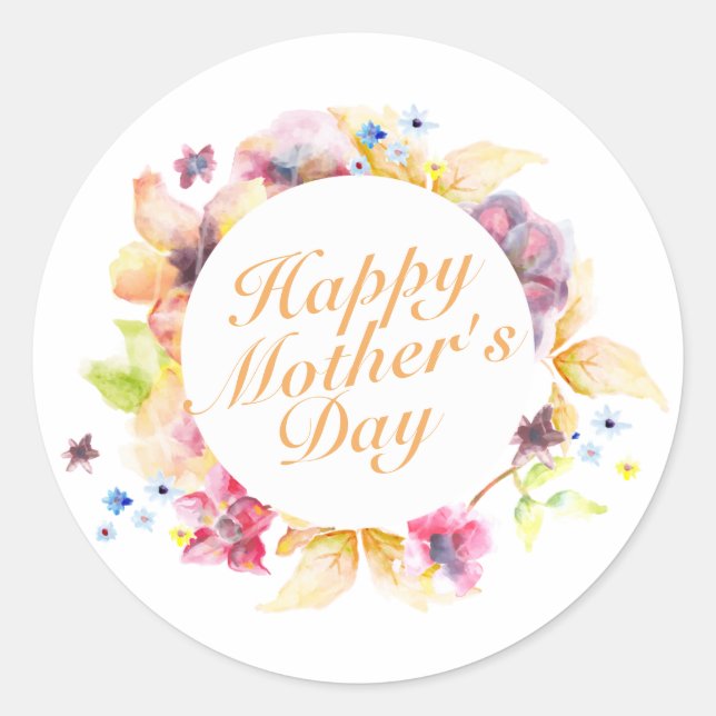 Elegant Happy Mother's Day Floral Frame Sticker (Front)