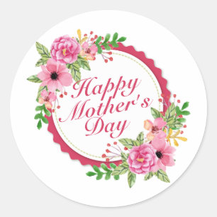 Elegant Happy Mother's Day Floral Frame Sticker