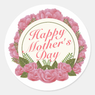 Elegant Happy Mother's Day Floral Frame Sticker
