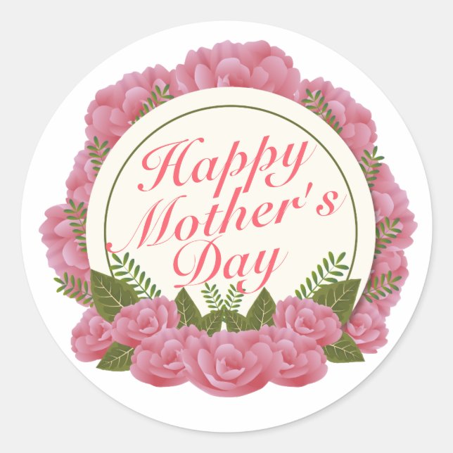 Elegant Happy Mother's Day Floral Frame Sticker (Front)