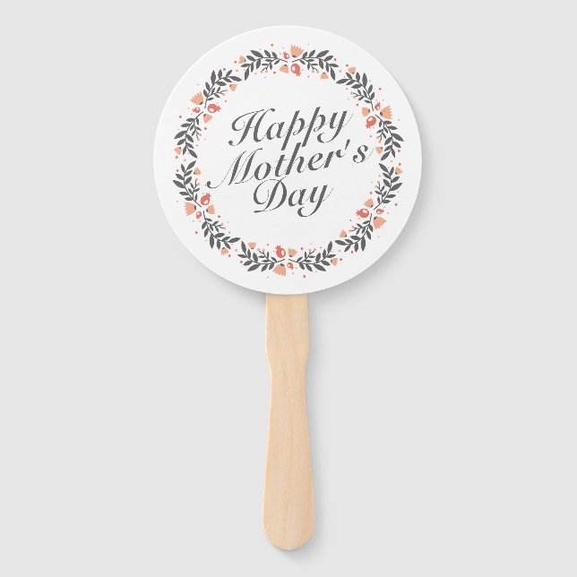 Elegant Happy Mother's Day Floral Hand Fan (Front)