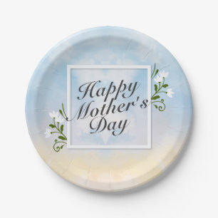 Elegant Happy Mother's Day Floral Paper Plate