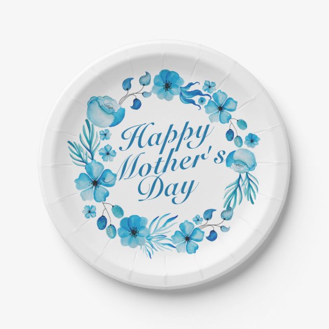 Elegant Happy Mother's Day Floral Paper Plate (Front)