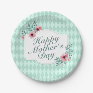 Elegant Happy Mother's Day Floral Paper Plate