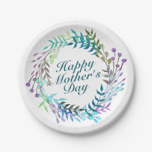 Elegant Happy Mother's Day Floral Paper Plate