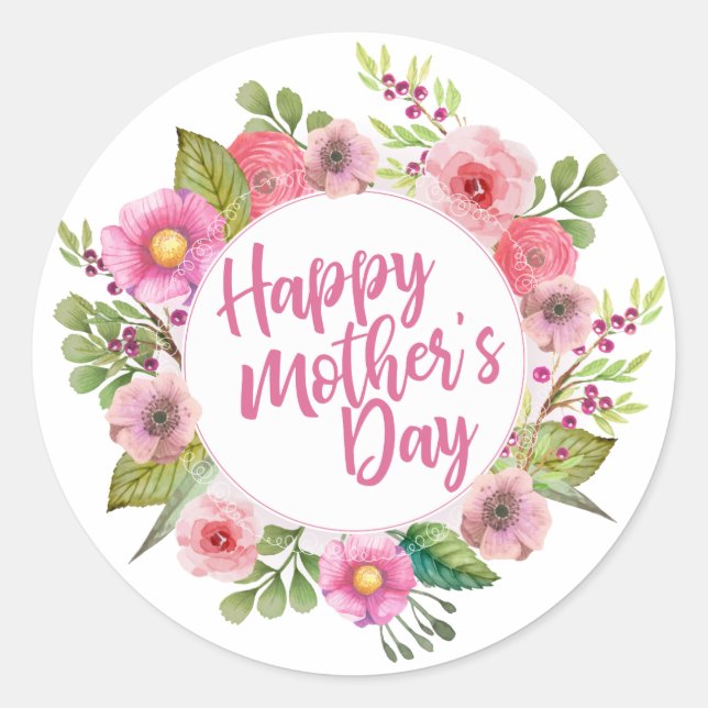 Elegant Happy Mother's Day Floral | Sticker (Front)
