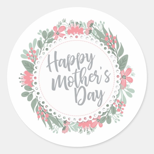 Elegant Happy Mother's Day Floral | Sticker Seal (Front)