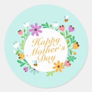 Elegant Happy Mother's Day Floral   Sticker Seal