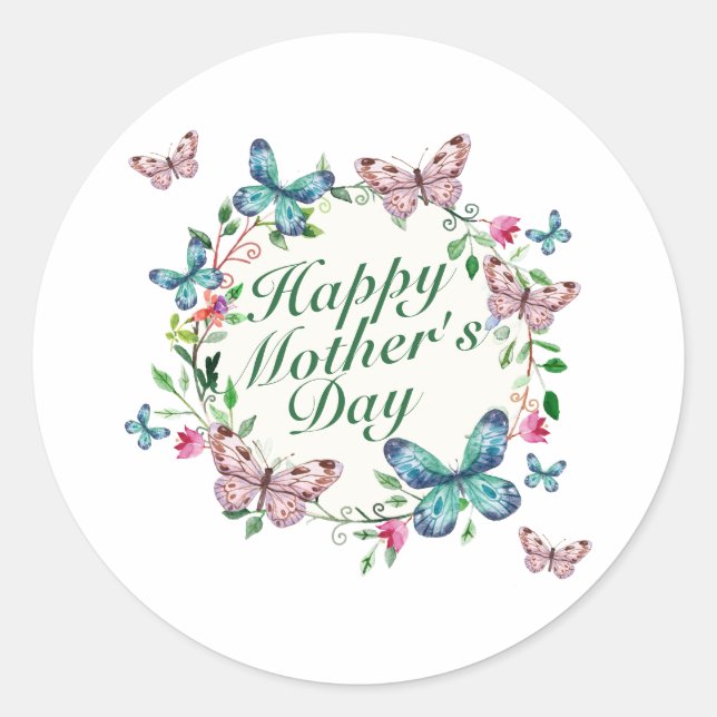 Elegant Happy Mother's Day Floral Sticker Seal (Front)