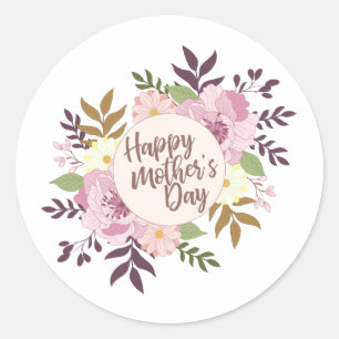 Elegant Happy Mother's Day Floral Sticker Seal