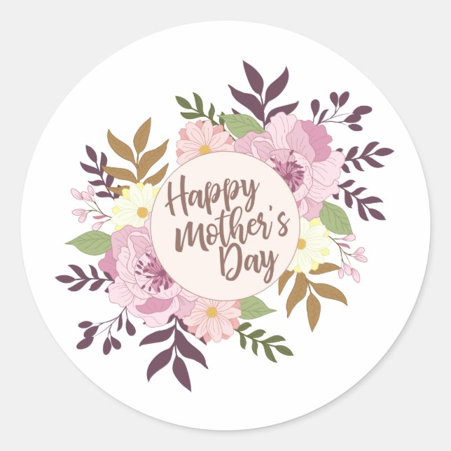 Elegant Happy Mother's Day Floral | Sticker Seal (Front)