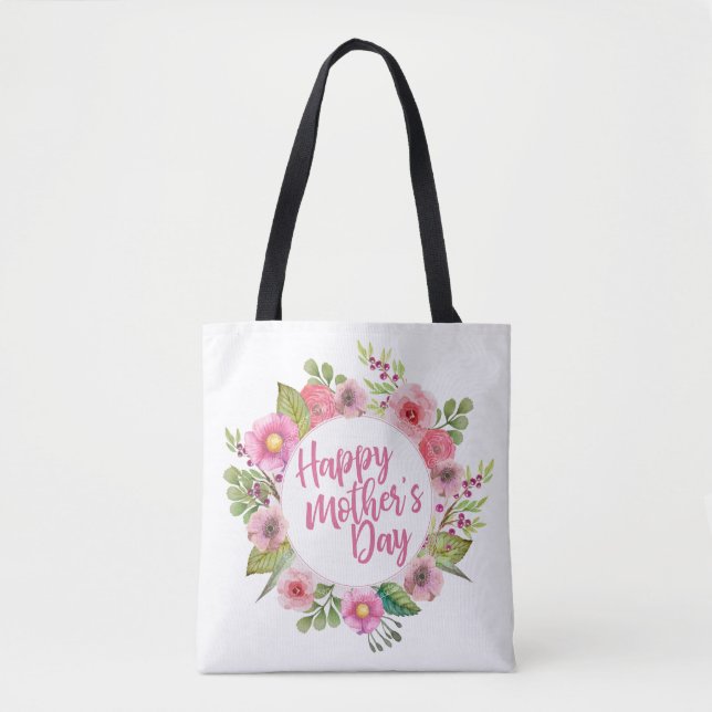 Elegant Happy Mother's Day Floral | Tote Bag (Front)
