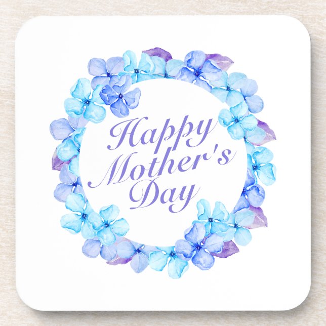 Elegant Happy Mother's Day Floral Wreath | Coaster (Front)