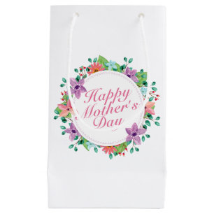 Elegant Happy Mother's Day Floral Wreath Gift Bag