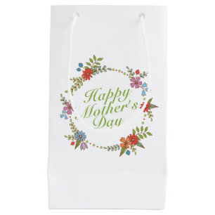 Elegant Happy Mother's Day Floral Wreath Gift Bag