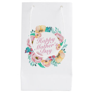 Elegant Happy Mother's Day Floral Wreath Gift Bag
