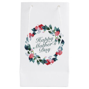 Elegant Happy Mother's Day Floral Wreath Gift Bag