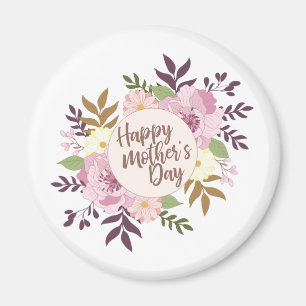 Elegant Happy Mother's Day Floral Wreath   Magnet