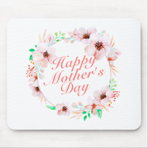 Elegant Happy Mother's Day Floral Wreath Mousepad