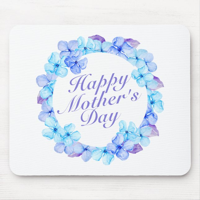 Elegant Happy Mother's Day Floral Wreath Mousepad (Front)